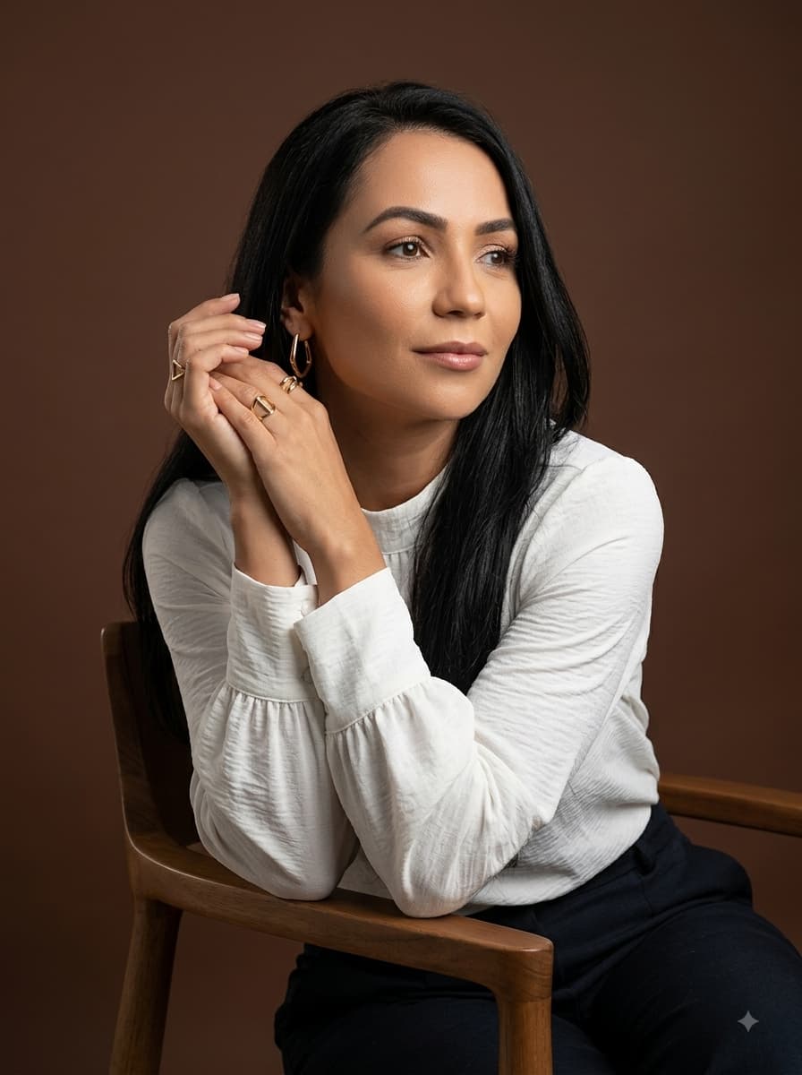 Retrato feminino editorial gerado na plataforma