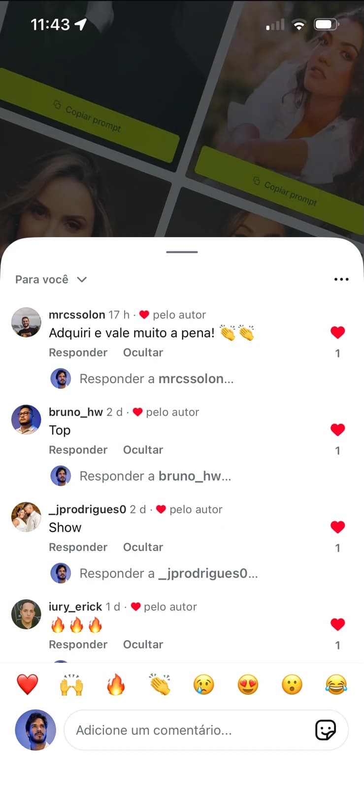 Comentários de clientes dizendo que a plataforma vale a pena